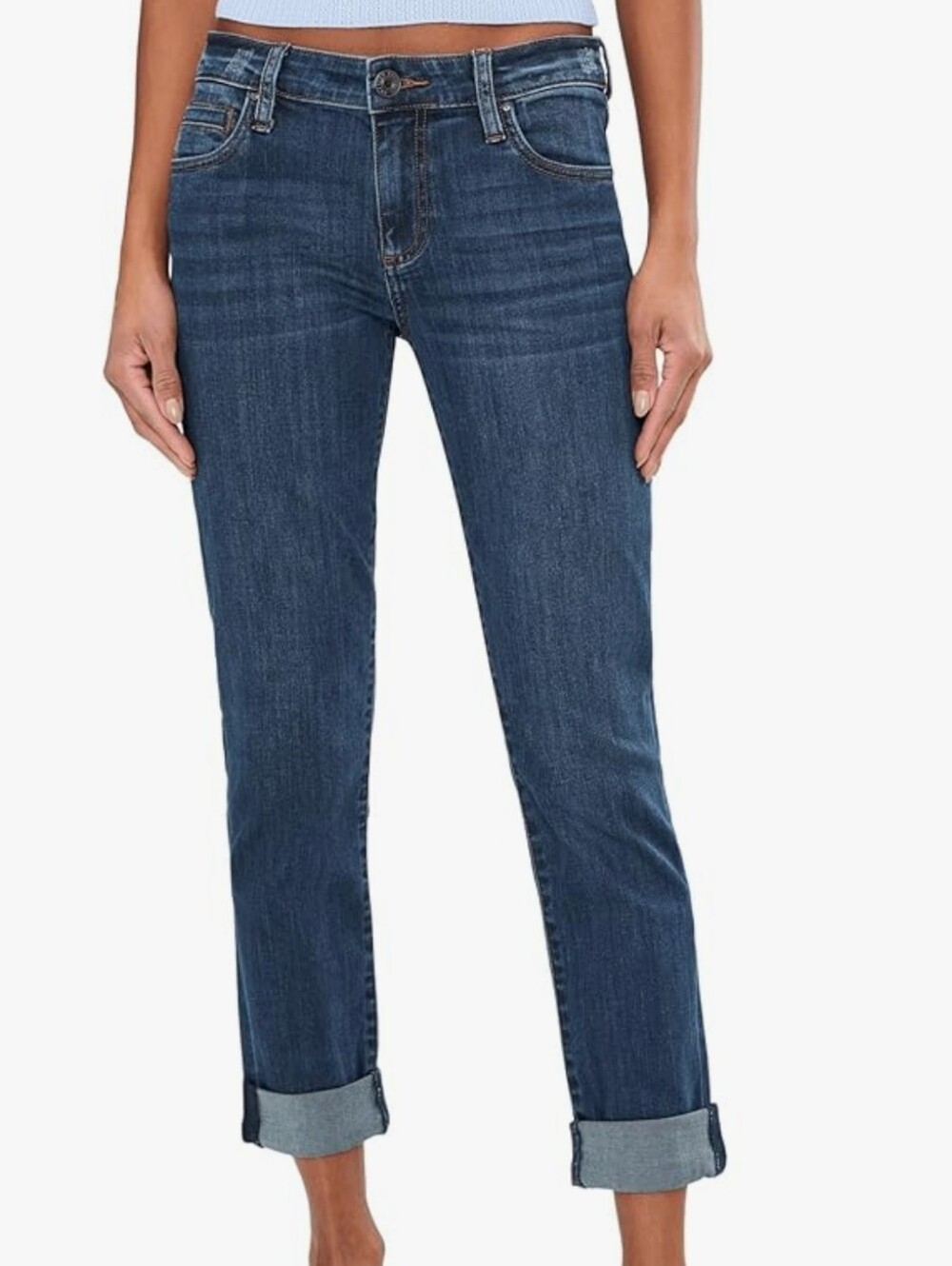 Kut from the Kloth Women's Dark Blue Rolled Cuff Jeans